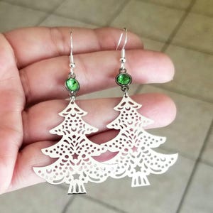 Christmas Tree Earrings, Large Christmas Earrings, Christmas Jewelry, Christmas Earrings, Gifts for Her, Holiday Jewelry, Holiday Earrings