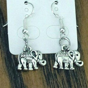 Silver Elephant Earrings, Elephant Dangle Earrings, Silver Earrings, Silver Dangle Earrings, Boho, Bali, Elephant Lover Gifts, Elephants,