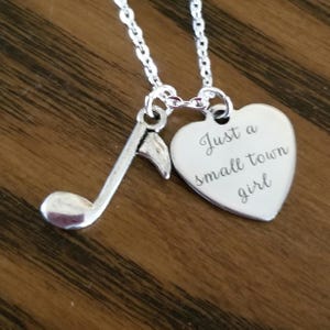 Just A Small Town Girl Necklace, Eighth Note Necklace, Silver Necklace, Don&#39;t Stop Believing, Steve Perry Necklace, Music Note Jewelry, Gift