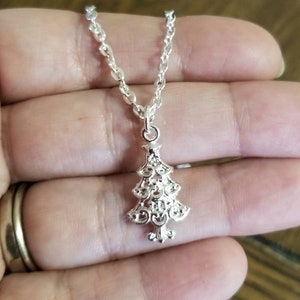 Sterling Silver Christmas Tree Necklace, Silver Necklace, Christmas Jewelry, Christmas Necklace, Christmas Trees, Holiday Jewelry