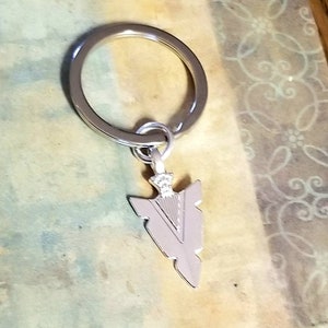 Arrowhead Keychain, Arrow Key Chain, Silver Arrowhead Key Ring, Spear, Tribal, Arrowhead Jewelry, Zipper Pull, Native, Mens Jewelry, Unisex