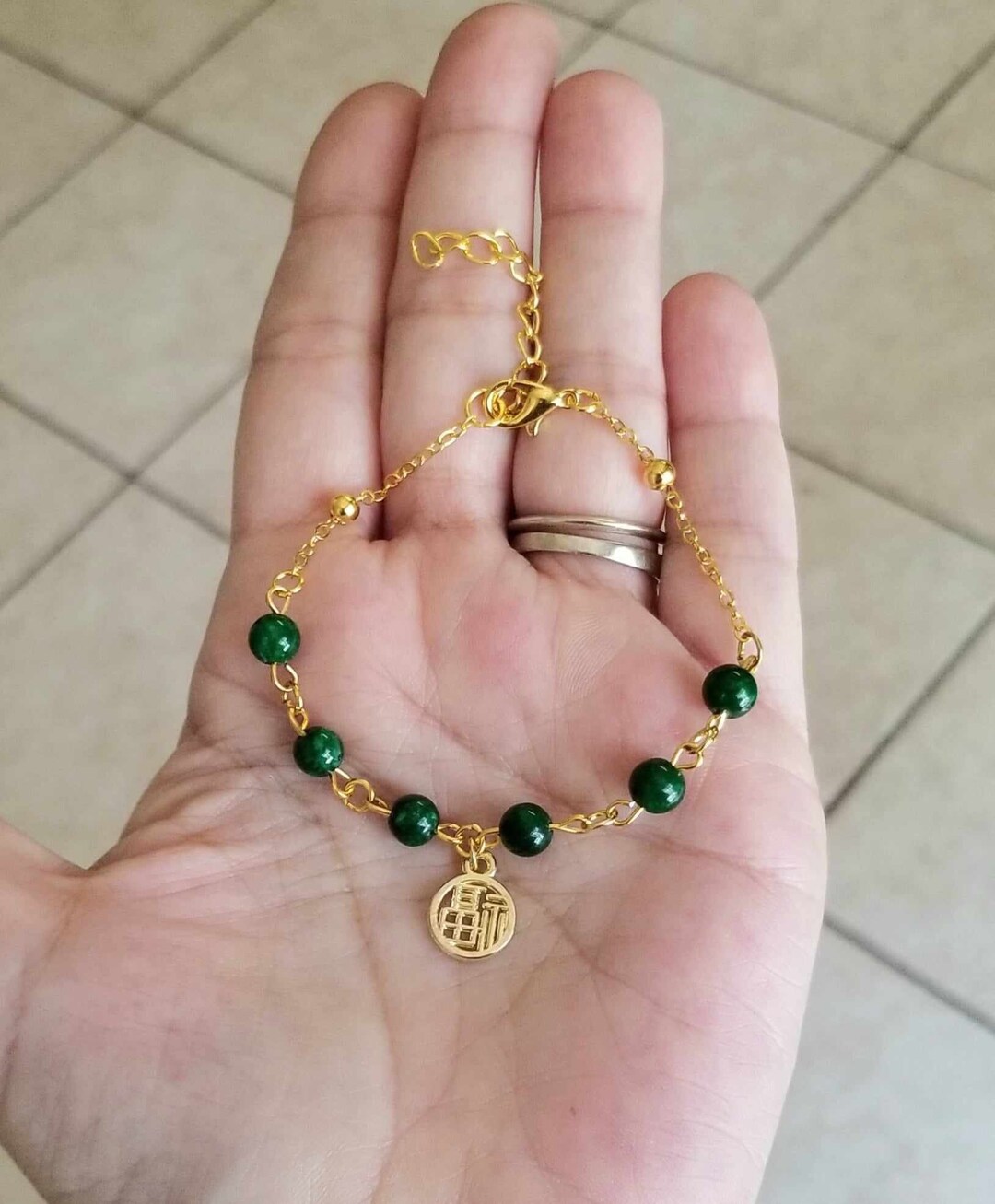 Beaded Jade Bracelet, Jade Bracelet, Jade Bead Bracelet, Gold Bracelet ...