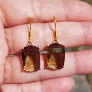 14k Gold Smoky Quartz Earrings, Smoky Quartz Dangle Earrings, Smoky Quartz Jewelry, Brown Gemstone Earrings, Women&#39;s Gold Dangle Earrings