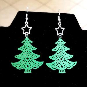 Christmas Tree Earrings, Large Christmas Earrings, Christmas Jewelry, Christmas Earrings, Gifts for Her, Holiday Jewelry, Holiday Earrings