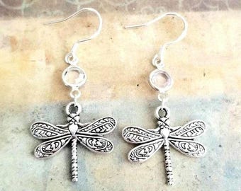 Silver Dragonfly Earrings, Dragonfly, Dangle Earrings, Dragonfly Jewelry, Silver Earrings, Womens Earrings, Dragonflies, Dragonfly Earrings