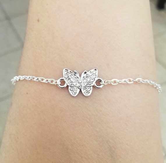 Crystal Butterfly Anklet Silver Butterfly Anklet Butterfly Anklets Women s Anklet Butterfly Jewelry Butterfly Charm Anklet Butterflies Etsy