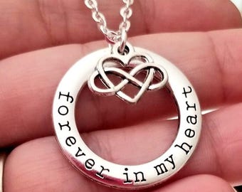 Forever in my Heart Necklace: Silver Infinity Heart In Memory Jewelry, Memorial Necklace, Loss Gift