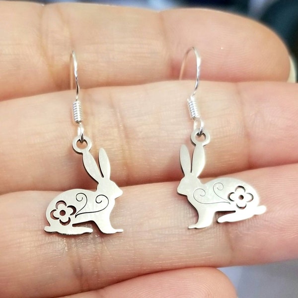 Cute Silver Bunny Earrings, Dainty Bunny Earrings, Bunny Jewelry, Bunny Rabbits, Rabbit Earrings, Bunny Earrings, Silver Rabbit Earrings