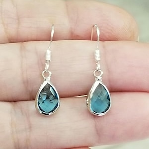 Sterling Silver Aquamarine Earrings, Aquamarine Dangle Earrings, Women&#39;s Earrings, Aquamarine Jewelry, March Birthstone, Blue Gemstone