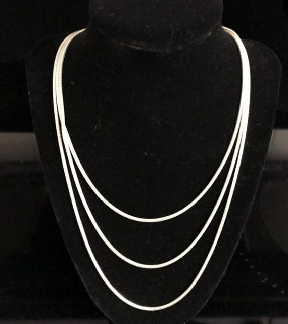 Sterling Silver Triple Strand Necklace, Liquid Silver Necklace 