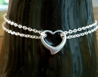 925 Sterling Silver Indian Heart Double Chain Anklet – Adjustable Beaded Ankle Bracelet With Love Charm