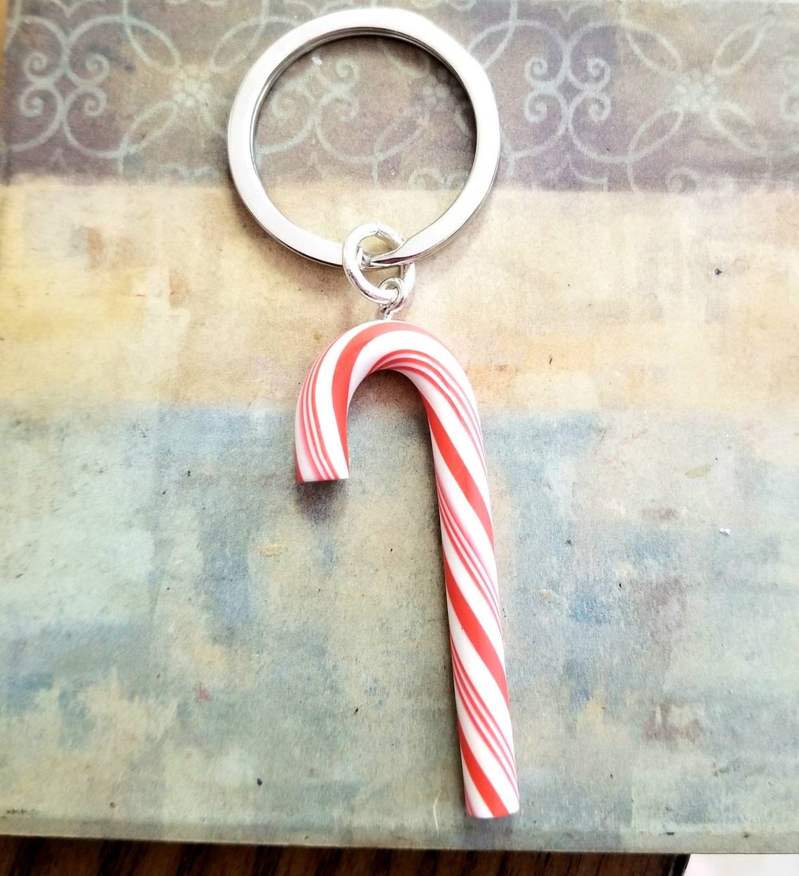 Large Candy Cane Keychain, Colorful Candy Cane Keyring, Christmas Key ...