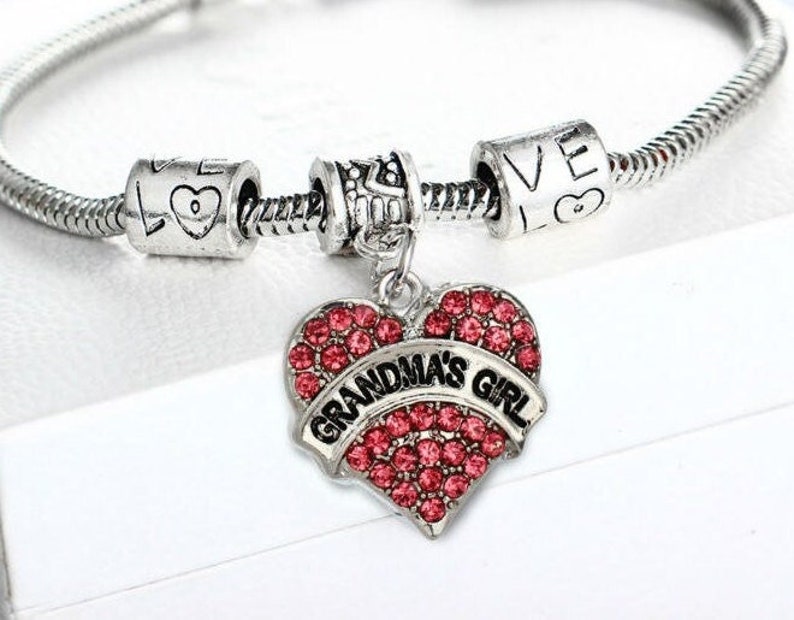 Silver GRANDMA'S GIRL Bracelet Granddaughter Bracelet Etsy