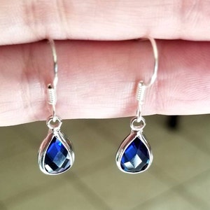 Sterling Silver Sapphire Earrings, Sapphire Dangle Earrings, Blue Earrings, Womens Earrings, Sapphire Jewelry, September Birthstone, Gifts