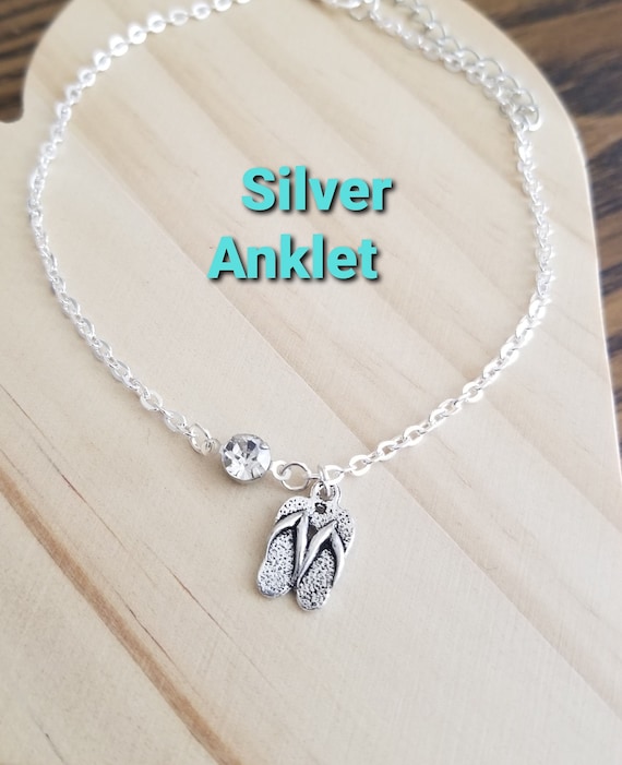 Sterling Silver Flip Flop Anklet Crystal Flip Flop Charm Ankle Bracelet Beach Lover Womens Anklet Teen Anklet Summer Jewelry Gifts Etsy