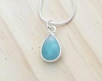 Sterling Silver Aventurine Necklace, Silver Necklace, Aventurine Pendant, Gemstone Necklace, Aventurine Jewelry, Aventurine Necklace
