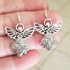 Sterling Silver Guardian Angel Earrings, Silver Earrings, Angel Jewelry, Angel Earrings, Guardian Angel, Gifts for Her, Dangle, Mom Gift