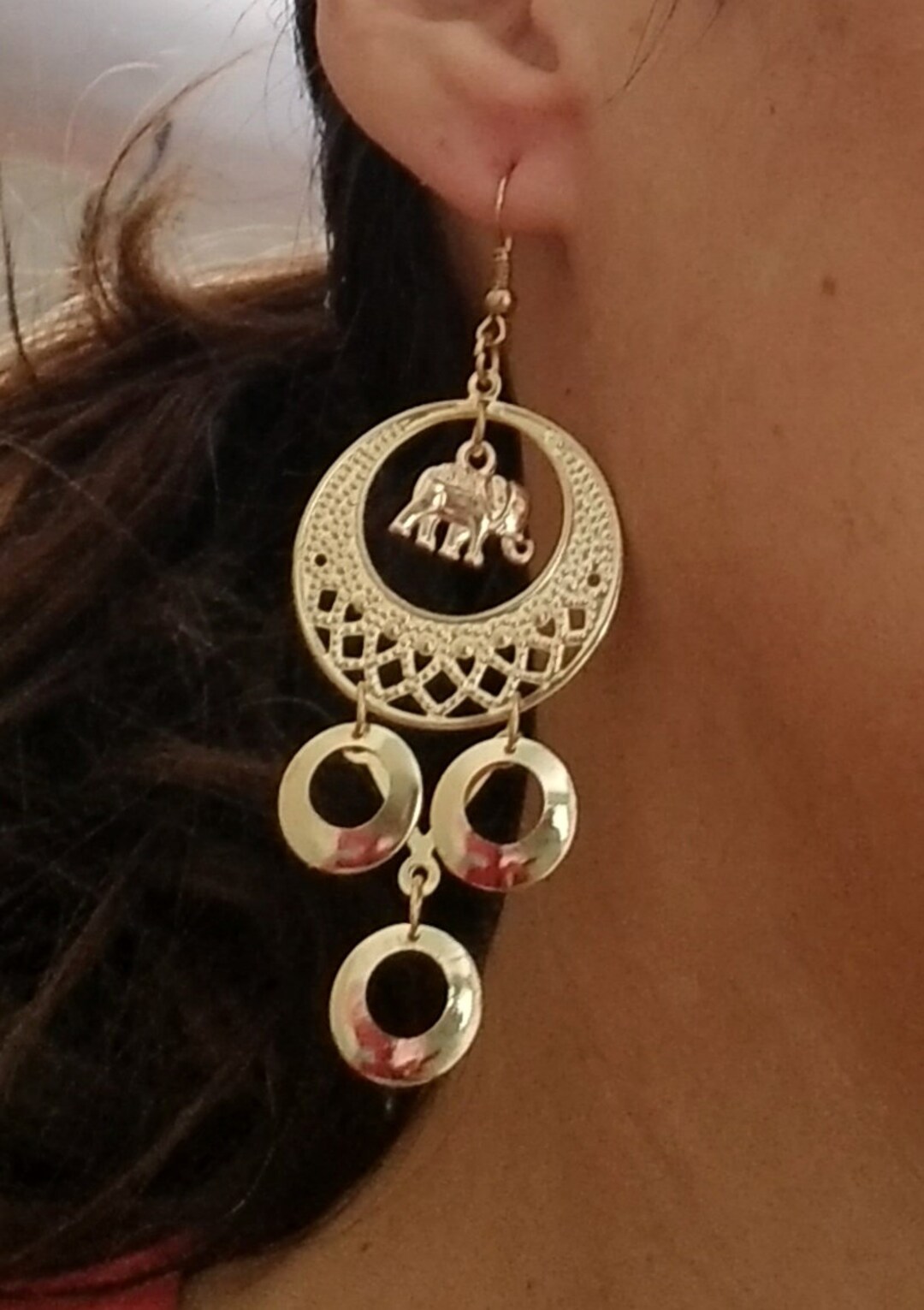 Retro Green Elephant Earrings