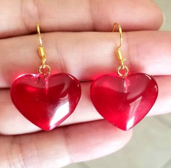 Collana Con Ciondolo A Cuore Rosso Grande, 3,3x3,3 Cm, In Vetro, Regolabile, Gioiello Di Tendenza Per Donna - 4