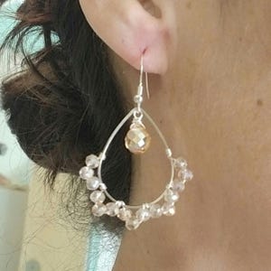 Champagne Cystal Earrings, Crystal Teardrop Earrings, Crystal Dangle Earrings, Statement Earrings, Silver Crystal Earrings, Wedding, Bridal