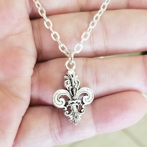 Fleur de Lis Necklace, Fleur de Lis Jewelry, Silver Fleur De Lis Necklace, Womens Jewelry, French Flower, France, Paris, New Orleans