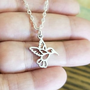 Dainty Hummingbird Necklace, Silver Hummingbird Pendant, Hummingbird Charm, Bird Lover Gift, Bird Necklace, Bird Jewelry, Hummingbirds