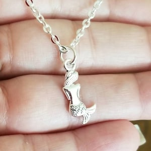 Silver Mermaid Pendant Necklace, Mermaid Jewelry, Ocean Theme, Beach Lover Gift, Beach Jewelry, Nautical, Mermaid Charm Necklace
