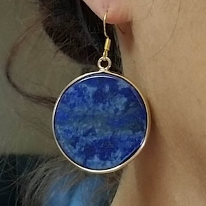 Lapis Earrings, 14k Gold Lapis Earrings, Gold Dangle Earrings, Lapis Lazuli, Natural Stone Earrings, Navy Blue Earrings, Statement Jewelry