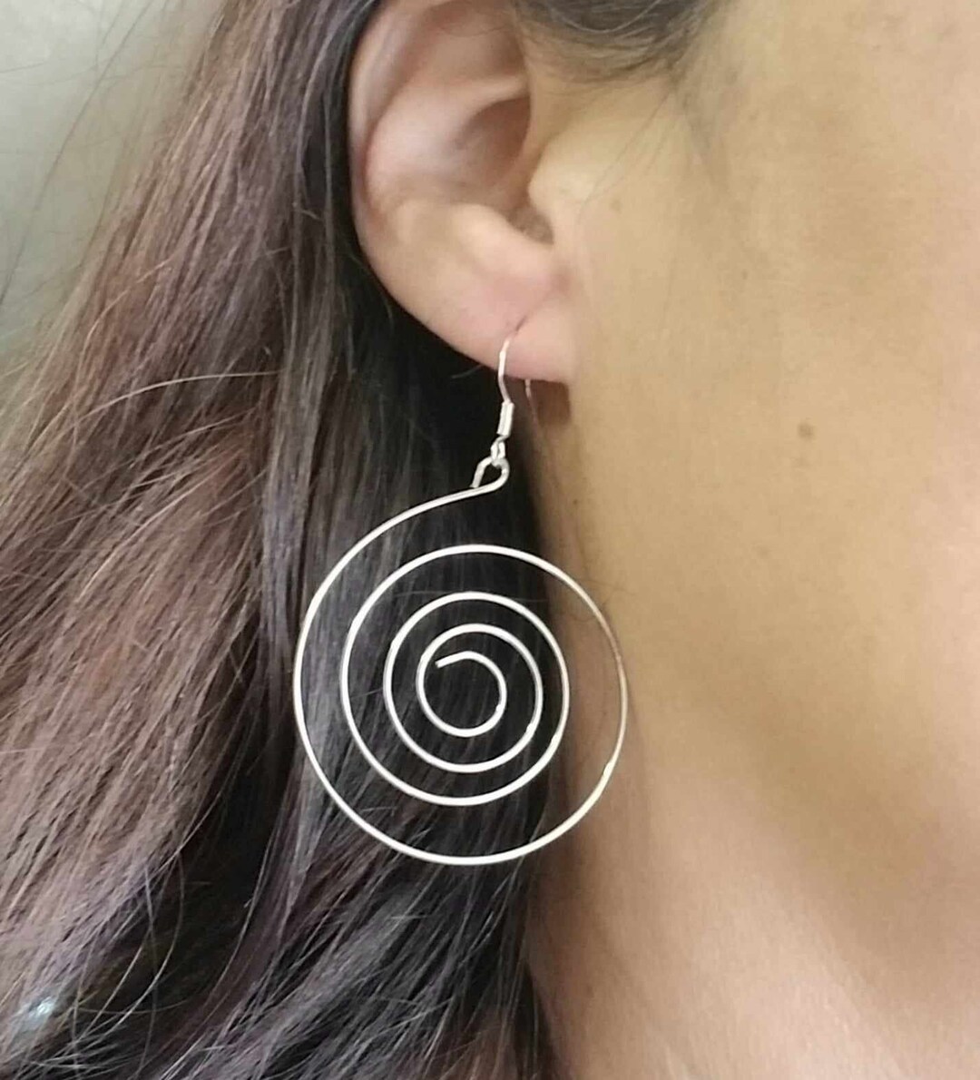 Silver Spiral Hoop Earrings, Hoop Earrings, Hoop Dangle Earrings, Gold
