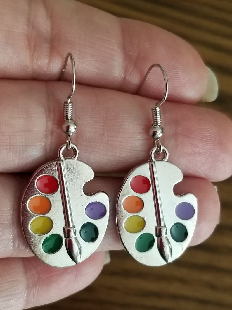 Art Palette Earrings Artist Palette Dangle Earrings Art Etsy