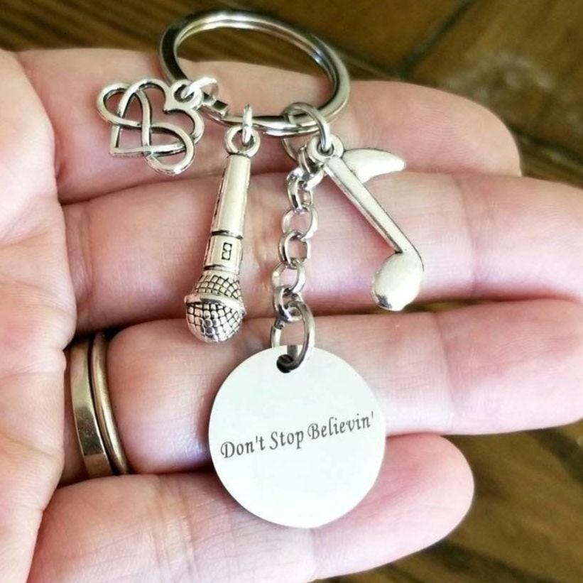 Don't Stop Believin' Keychain, Journey Fan Gift, Steve Perry Gift