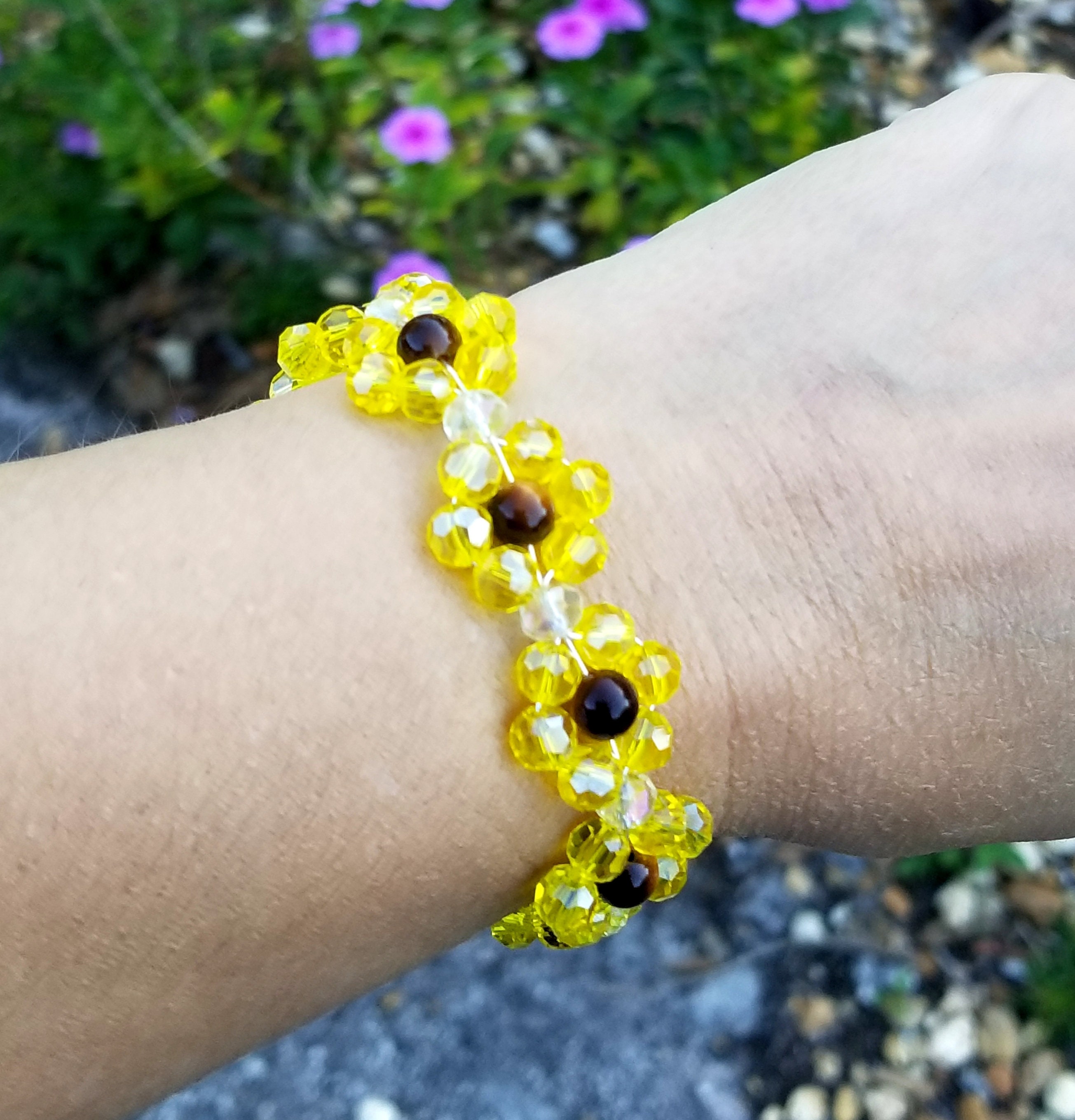 ビーズのひまわりブレスレット、タイガーアイブレスレット、ゴッホの