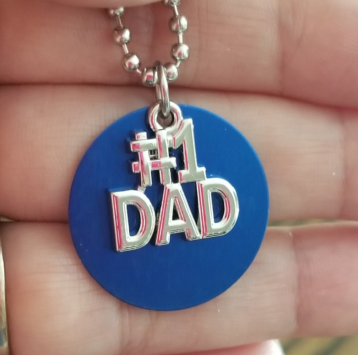 Silver 1 Dad Necklace Dad Gift Dad Jewelry Men's Etsy