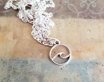 Silver Wave Necklace, Wave Necklace for Women, Teen Necklace, Beach Theme, Ocean Wave, Wave Pendant, Unisex Necklace, Gifts for Her, Waves