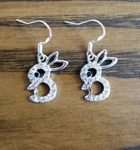 Katy Craig Ltd Orecchini A Coniglietto In Argento Sterling 925 Con Cristalli, 6x8 Mm, In Confezione Regalo