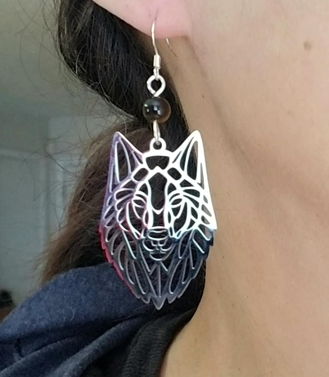 Orecchini Testa Di Lupo Per Uomo E Donna - Argento, Design Animale Unico, Finitura Lucidata, Per San Valentino, Natale E Compleanni
