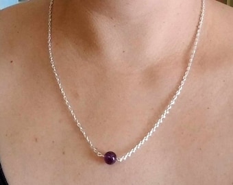 Amethyst Halskette, Silberkette, Amethyst Perlenkette, Amethyst Silberkette, Amethyst Schmuck, Februar Geburtsstein, Perlenkette