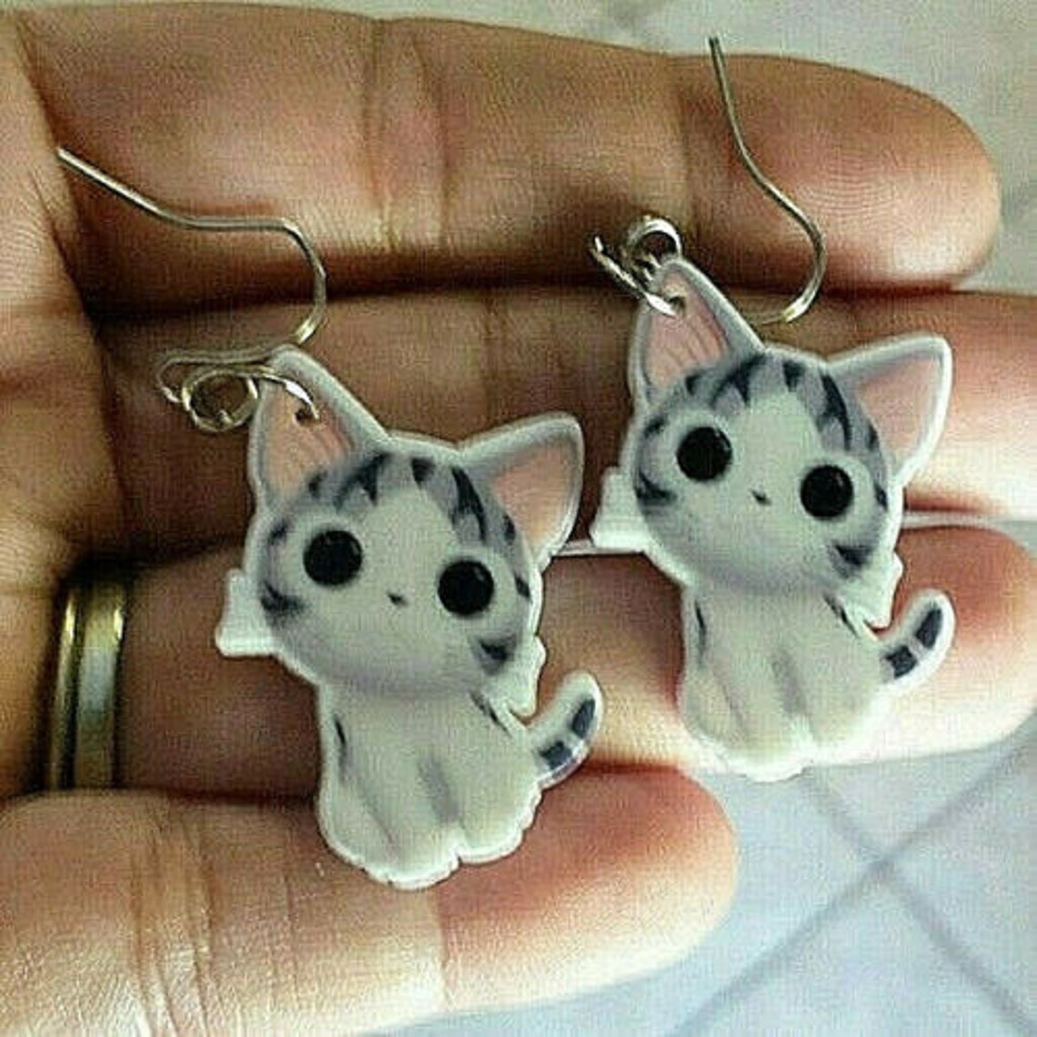 Cute Cat Earrings Acrylic Cat Dangle Earrings Cat Lover Etsy