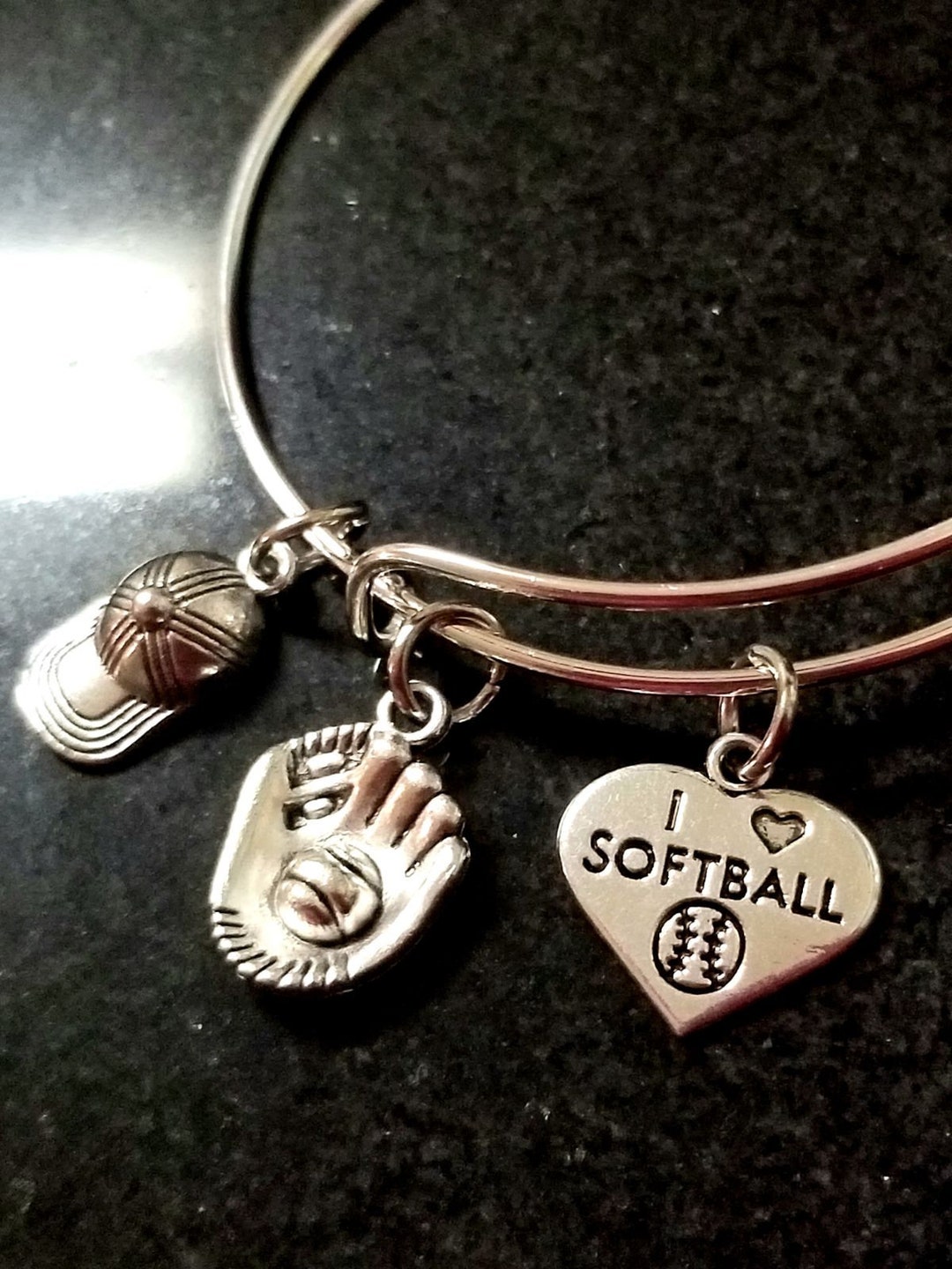 I Love Softball Armband Softball Charm Armband Softball Etsy.de