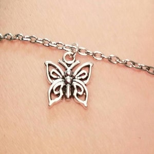 Butterfly Anklet, Butterfly Jewelry, Silver Anklet, Silver Butterfly Anklet, Butterfly Ankle Bracelet, Womens Anklet, Butterflies, Spring