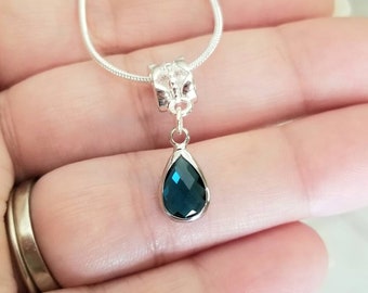 Blue Topaz Pendant Necklace, Sterling Silver Necklace, Topaz Jewelry, Blue Topaz Necklace, Sterling Silver Snake Chain, Blue Topaz Jewelry