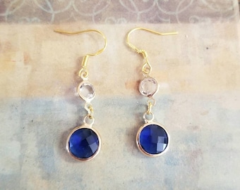 14k Gold Sapphire Earrings, Sapphire Earrings, Gold Earrings, Blue Sapphire Jewelry, September Birthstone, Gifts for Her, Dangle Earrings