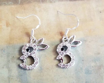 Katy Craig Ltd Orecchini A Coniglietto In Argento Sterling 925 Con Cristalli, 6x8 Mm, In Confezione Regalo
