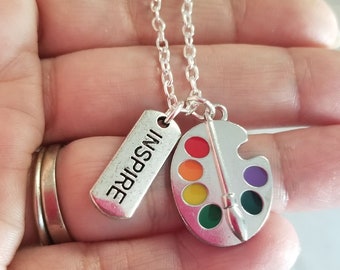 Artist Necklace, Art Palette Necklace, Art Lover Gift, Artist Gift, Artist Jewelry, Art Teacher Gift, Artist Necklace, Gifts for Artist