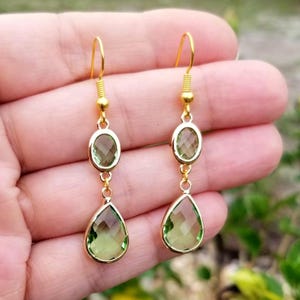 14k Gold Peridot Earrings, Gold Dangle Earrings, Peridot, Tear Drop Earrings, Peridot Jewelry, Green Gemstone, August Birthstone, Gift