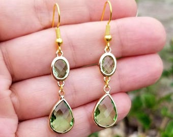 Boucles D'oreilles Argent Sterling & Or Jaune - Pierres Grenat, Tanzanite, Péridot - Neuf Avec étiquettes