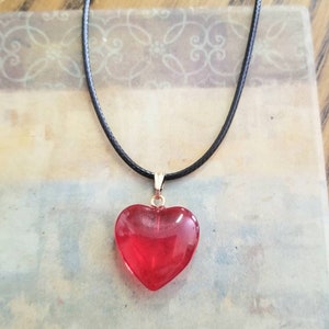 Ruby Red Glass Heart Necklace, Red Heart Necklace, Red Heart Jewelry, Large Heart Pendant, Womens, Big Heart Necklace, Red Heart Pendant image 6