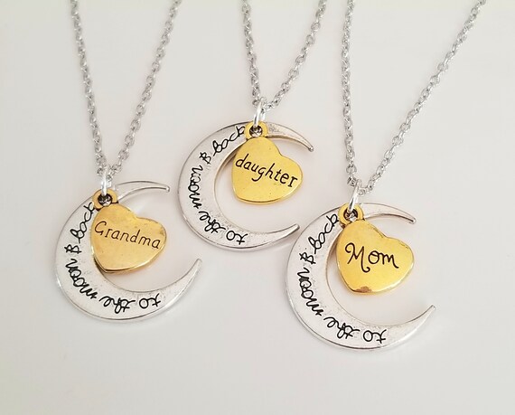 Grandma mom shop and daughter necklace