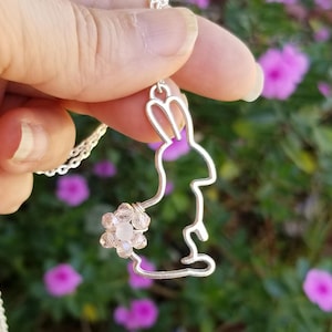 Pink Crystal Bunny Necklace, Bunny Pendant, Rabbit Pendant Necklace, Easter Jewelry, Bunny Necklace, Easter Necklace, Bunny Jewelry, Easter