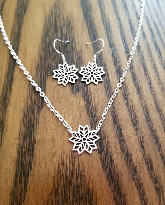 Snowflake Pendant Necklace Earrings Set Silver Color Stainless Steel  Wedding Jewelry For Women Party Accessories New - AliExpress